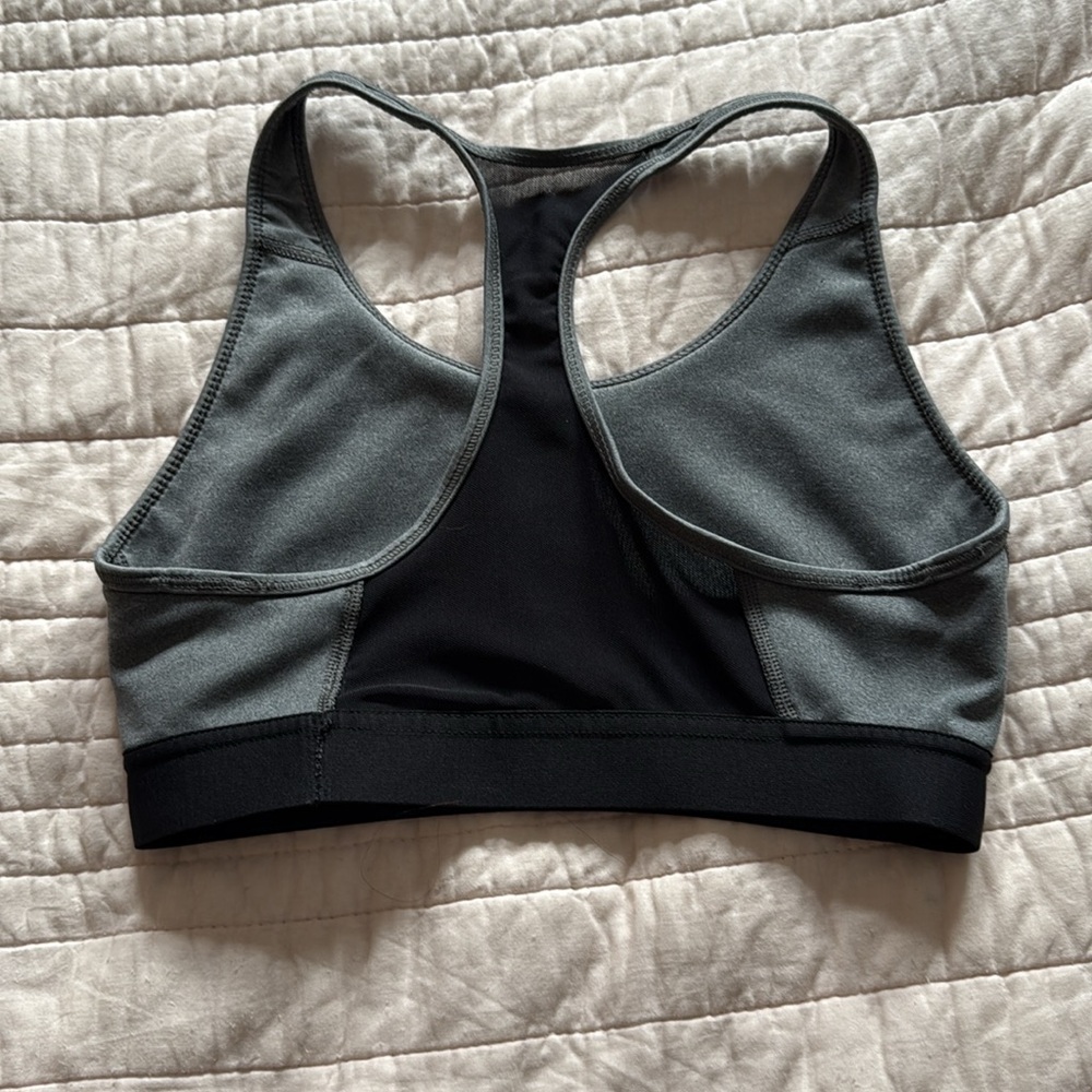 Adidas Charcoal and Black Racerback Sports Bra - Picture 2 of 3